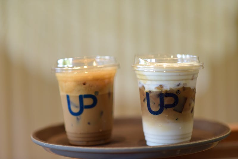 Iced coffee with milk and foam